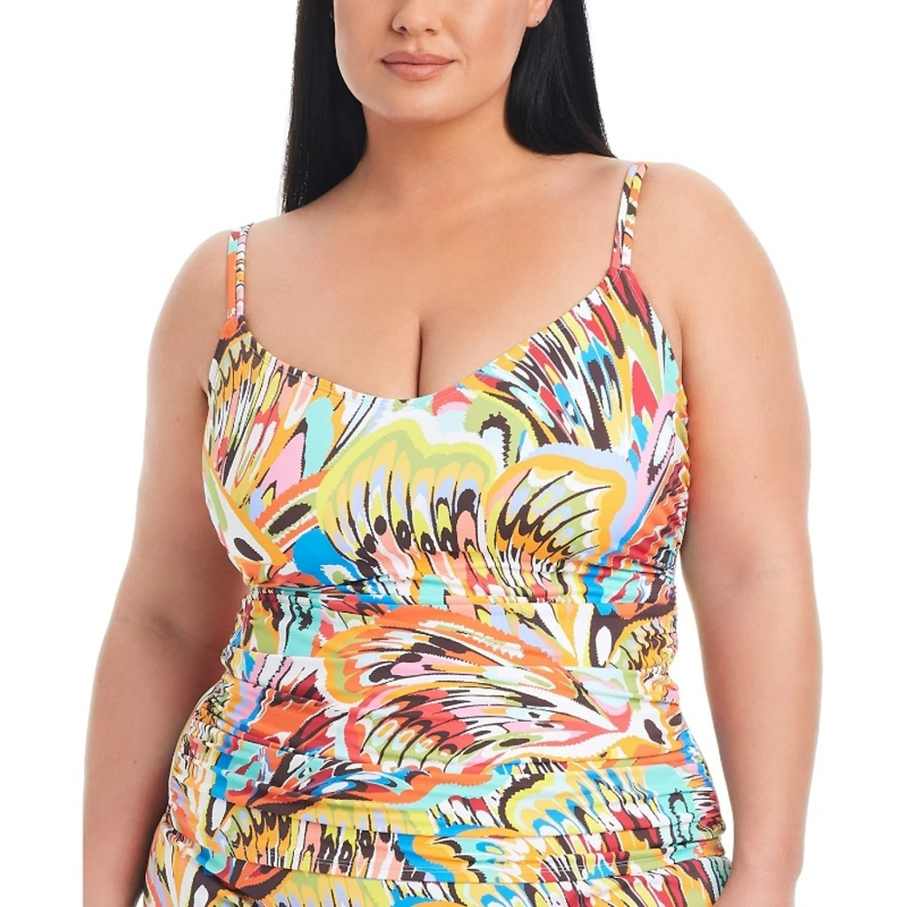 Bleu by Rod Beattie Plus Size Women's 20W Colorfully Printed Tankini Top NWT